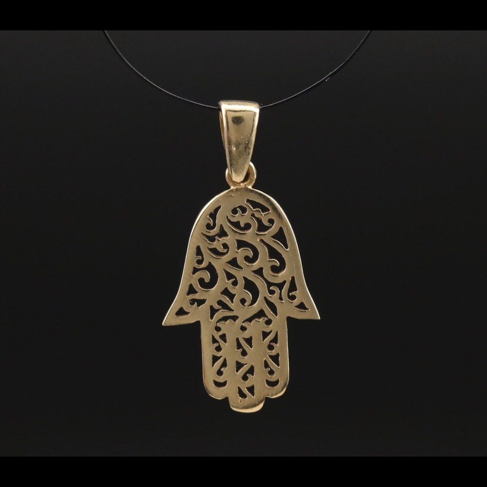 Gold Hamsa Hand Filigree Necklace - Women Jewelry Necklaces